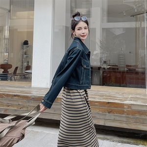 【新品首-发】现货韩系甜美牛仔条纹套装ZB212-2385-P165-K218图片