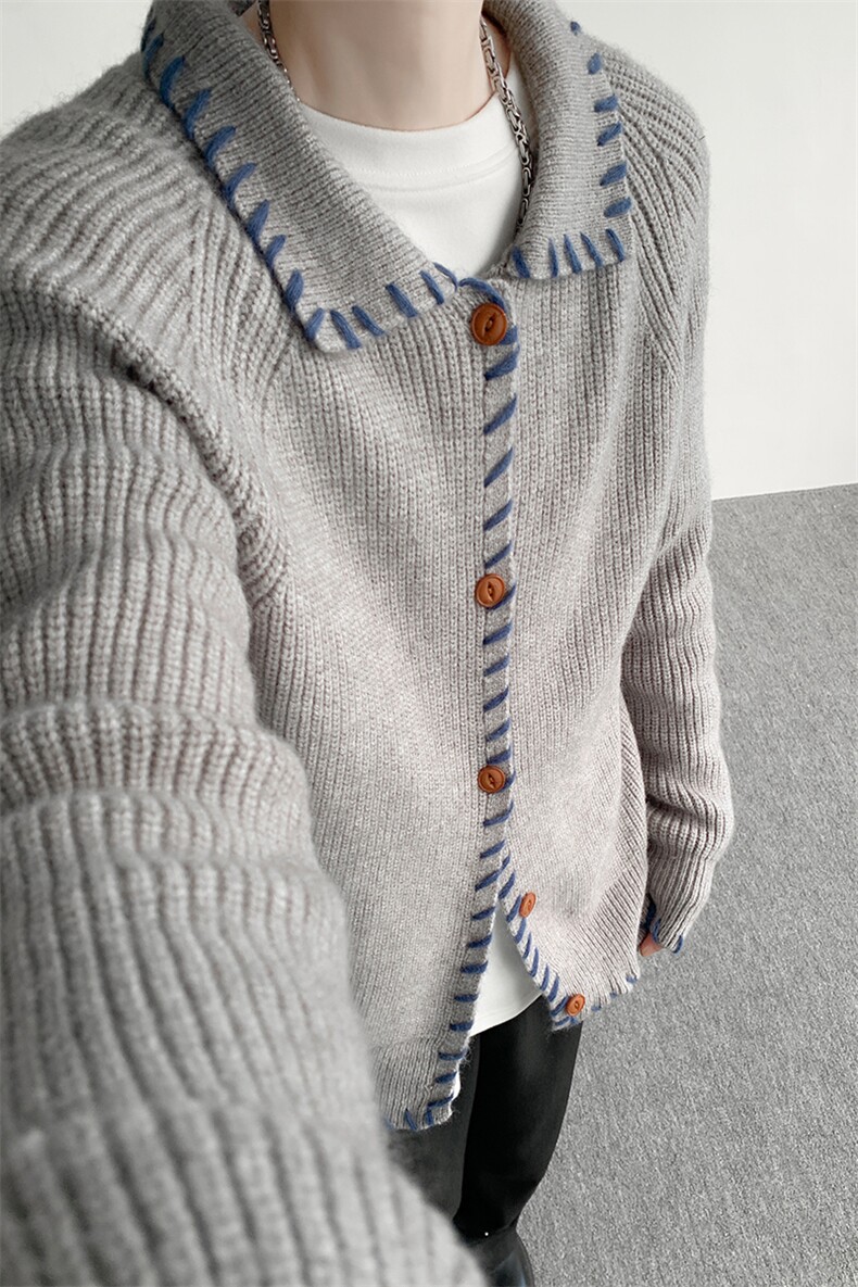 polo翻领针织毛衣男秋冬加厚外穿慵懒风羊毛开衫上衣外套MY1229,男装针织衫/毛衣,电商D206-1