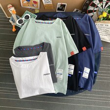 T215男士休闲棉麻大码宽松青少年学生T恤衫外套高个胖亚麻舒适TEE,男装T恤,星座115A(原星座507）