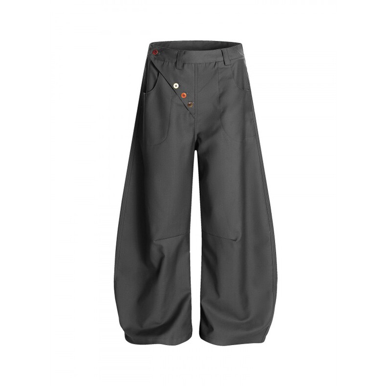 彩色扣子装饰高级感休闲弯刀裤西裤拖地裤KZ074-P50，男装西裤，星座308B-2