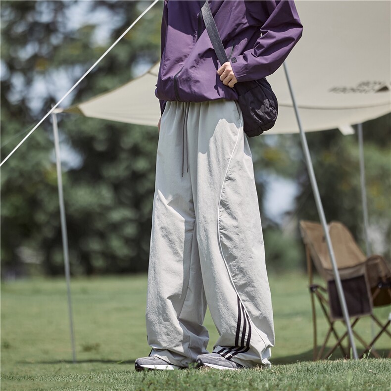 GENIOLAMODE冰丝速干休闲伞兵裤男士夏季薄款宽松运动直筒工装裤,男装休闲裤,电商B315