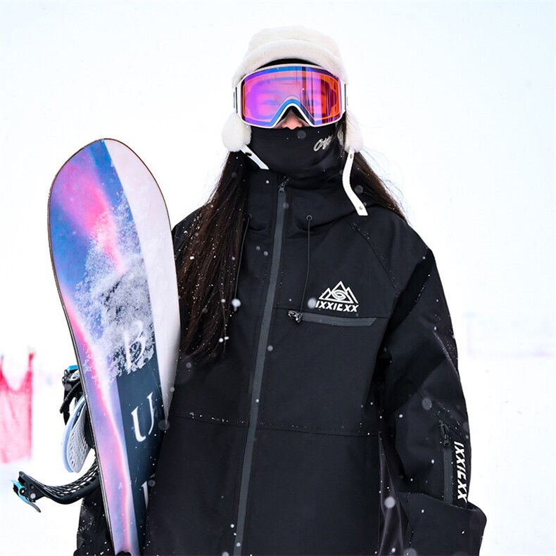 冬款单板双板防风防水加厚字母印花保暖连帽滑雪服男女HF66-P165,男装棉衣,电商A001-1