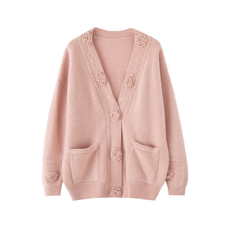 35%羊绒衫秋冬季新款舒适时尚百搭女式羊绒开衫，女装羊绒衫，窄众羊绒