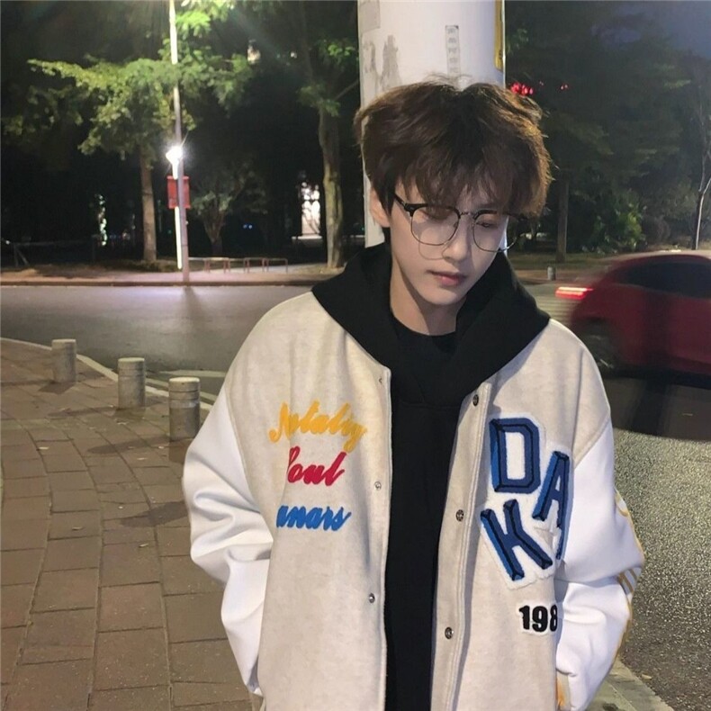 原潮植绒刺绣字母棒球服2025年春季新款百搭帅气外套夹克,男装夹克,星座1210-1