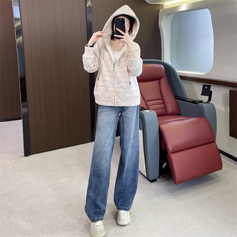女减龄气质宽松外套牛仔阔腿裤两件套,女装套装/套裙,江南