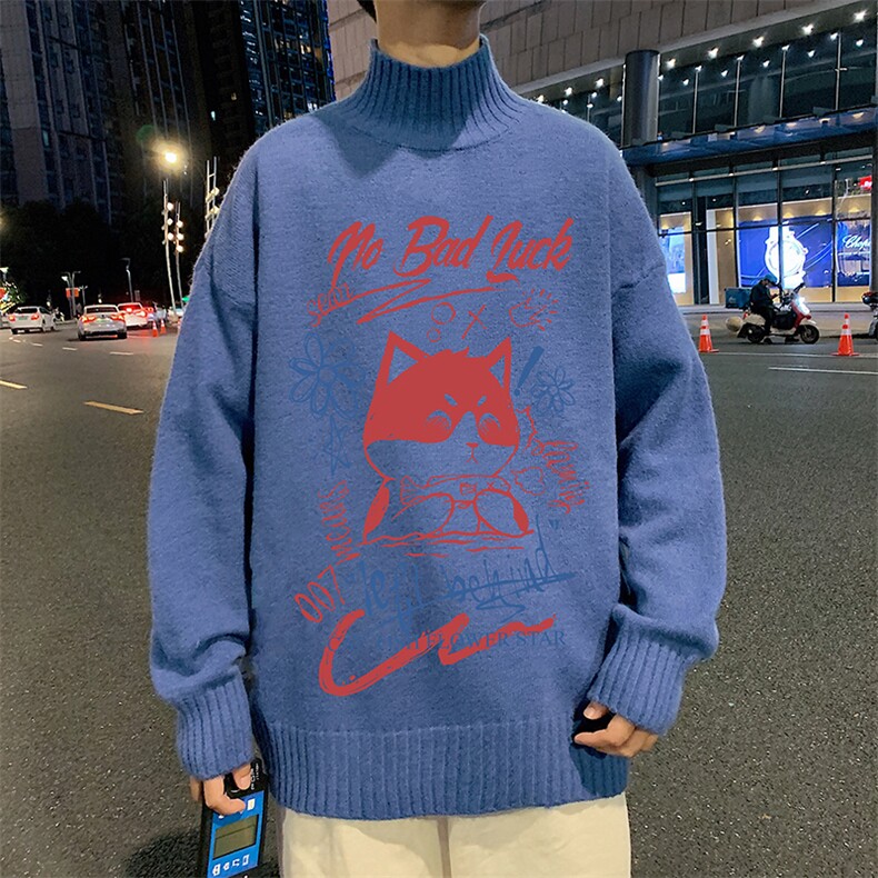 M18226-P45加绒款-P65半高领毛衣男士大码针织衫男毛线衣男,男装针织衫/毛衣,电商A040
