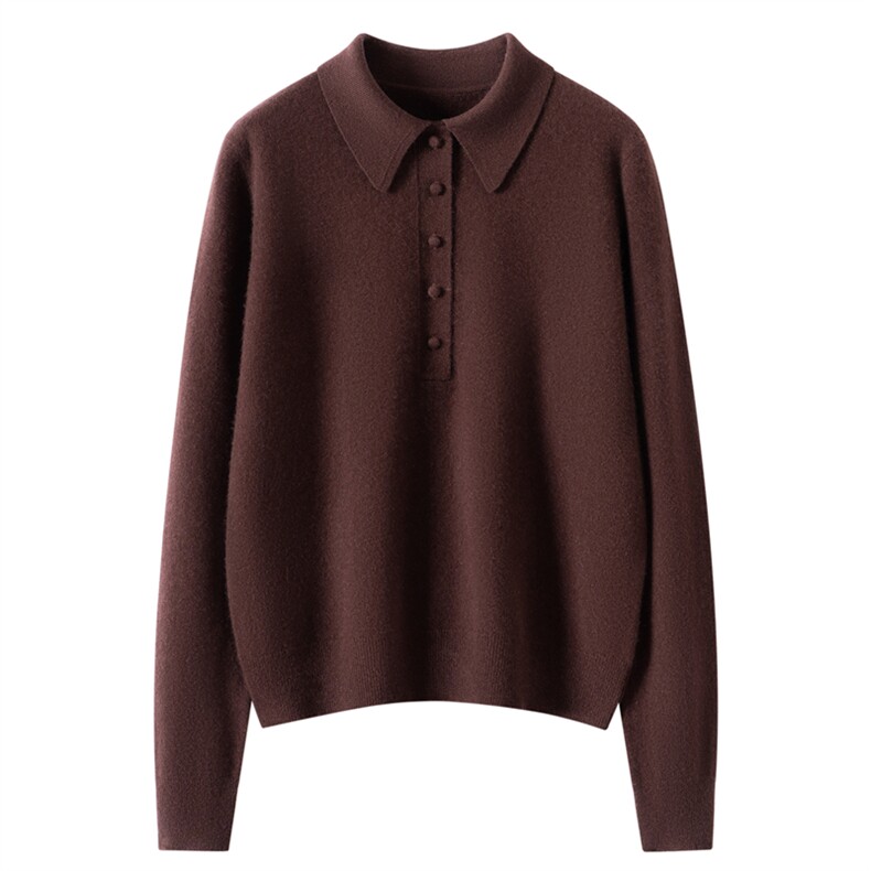 2025年秋季时尚百搭通勤简约休闲翻领套衫，女装羊绒衫，美创羊绒