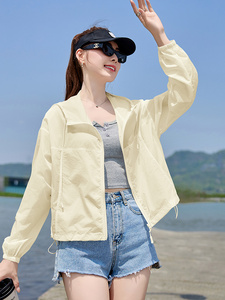 防晒衣女短款薄外套2025夏季新款防紫外线透气户外百搭连帽防晒服图片