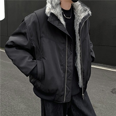 美式复古毛领座山雕夹克棉服男款冬短款毛绒外套加厚棉衣冬季p105，男装夹克，电商C307