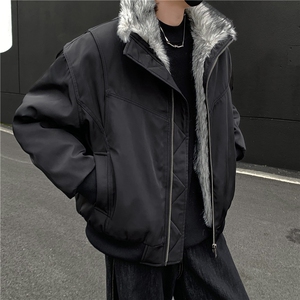 美式复古毛领座山雕夹克棉服男款冬短款毛绒外套加厚棉衣冬季p105图片