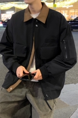 新款中性风户外夹克男翻领撞色上衣外套A157B-JK2513-特P75，男装夹克，电商A157B