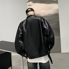 秋季新款时尚机车皮夹克垫肩外套Z62P75，男装夹克，星座1116-2