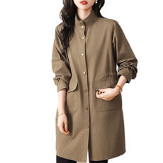 【M-4XL】中长款衬衫女长袖春秋外套宽松大码显瘦薄风衣新品，女装衬衫，3200格调