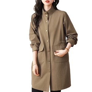 【M-4XL】中长款衬衫女长袖春秋外套宽松大码显瘦薄风衣新品图片