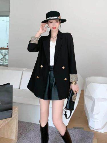 现货，袖口格子西装，女装西装，依柏璐