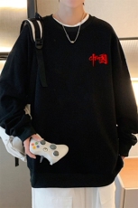S6276-P28加绒款-P33秋季圆领卫衣男大码韩版宽松长袖外套，男装卫衣，电商A040