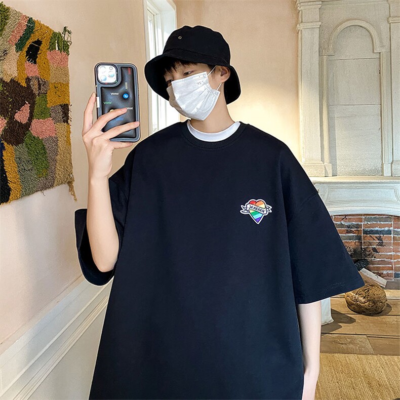潮牌百搭宽松半袖青少年大码圆领体恤-JK23216-P25控38,男装T恤,星座605(原A050)