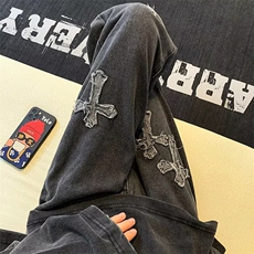 男牛仔裤男宽松直筒百搭潮流高街男裤N2810-P50，男装牛仔裤，星座208-5