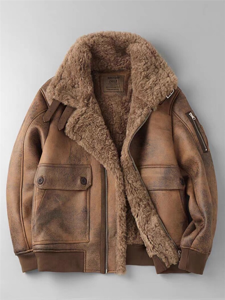 (网图)皮毛一体复古外套加绒鹿皮绒机车服外套夹克313B-8905-P180,男装夹克,星座313B