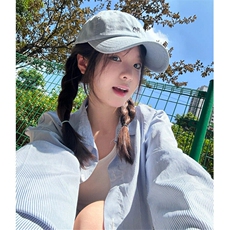 蓝色条纹字母衬衫春秋季设计感气质POLO领长袖防晒衬衣CY25，男装衬衫，星座1116A（原606A-3）