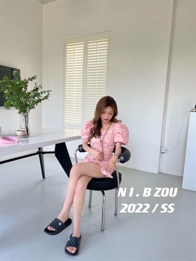 现货夏季新款韩版打褶连衣裙，女装连衣裙，你别走(4F)