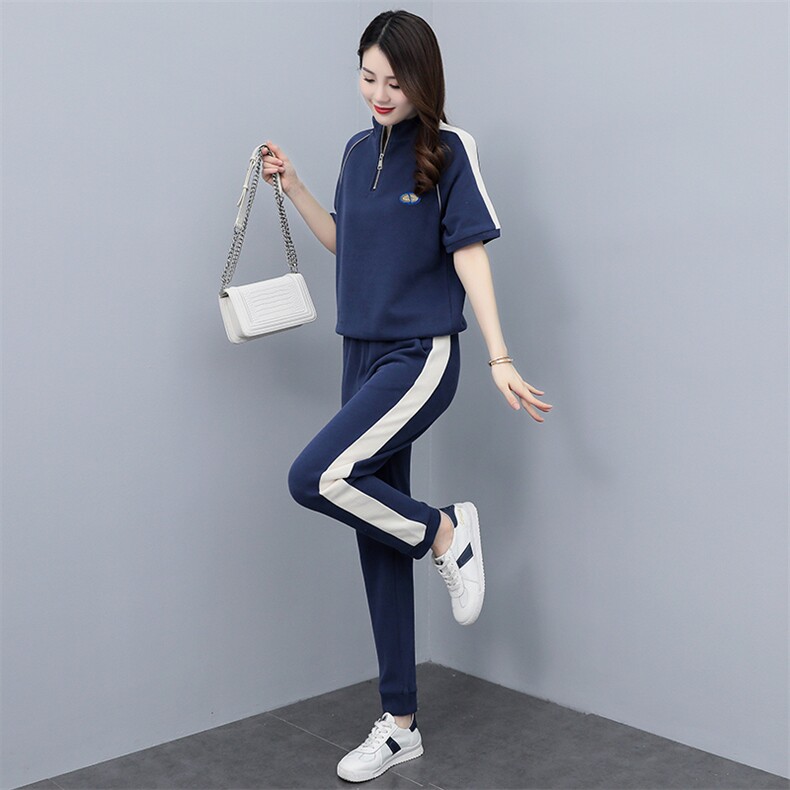 休闲运动女2024夏季新款韩版宽松显瘦时尚短袖短裤卫衣，女装运动套装，凯瑟曼