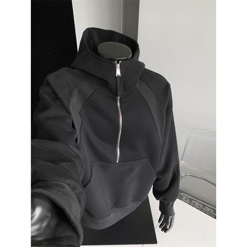 W8595特P55假模420克高品质拼接罗口带帽个性卫衣男,男装卫衣,电商B205
