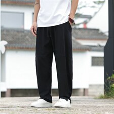 2026夏装新款汉服唐装风透气凉爽棉麻休闲裤A057-K381-P45，男装民族服装，电商A057B