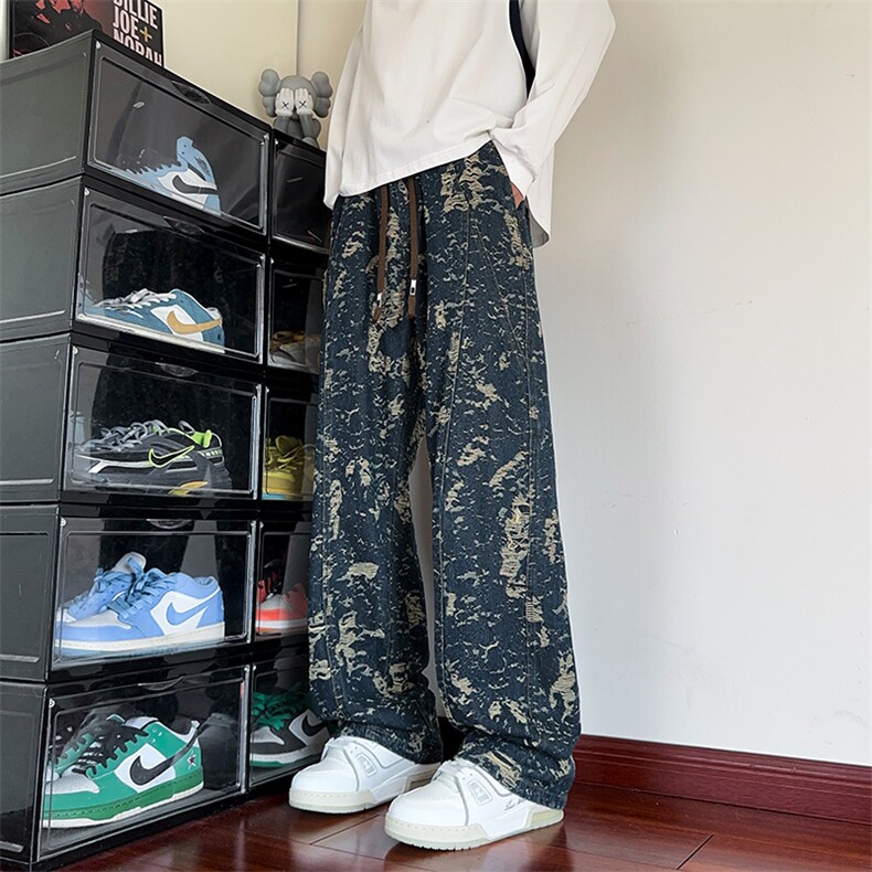 秋季新款牛仔裤男士宽松直筒阔腿青少年美式休闲长裤Z2501-P48，男装牛仔裤，星座610（原A335）