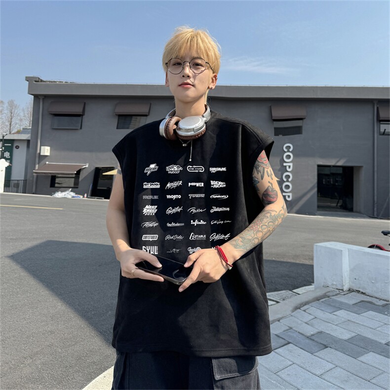 麂皮绒背心坎肩男T恤美式港风潮JB419-特P19控38,男装背心/马甲,电商B370