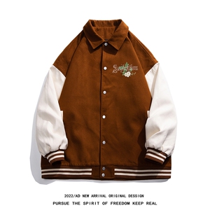 白底 22秋季西海岸hiphop潮流翻领棒球服夹克外套G605P85控108图片