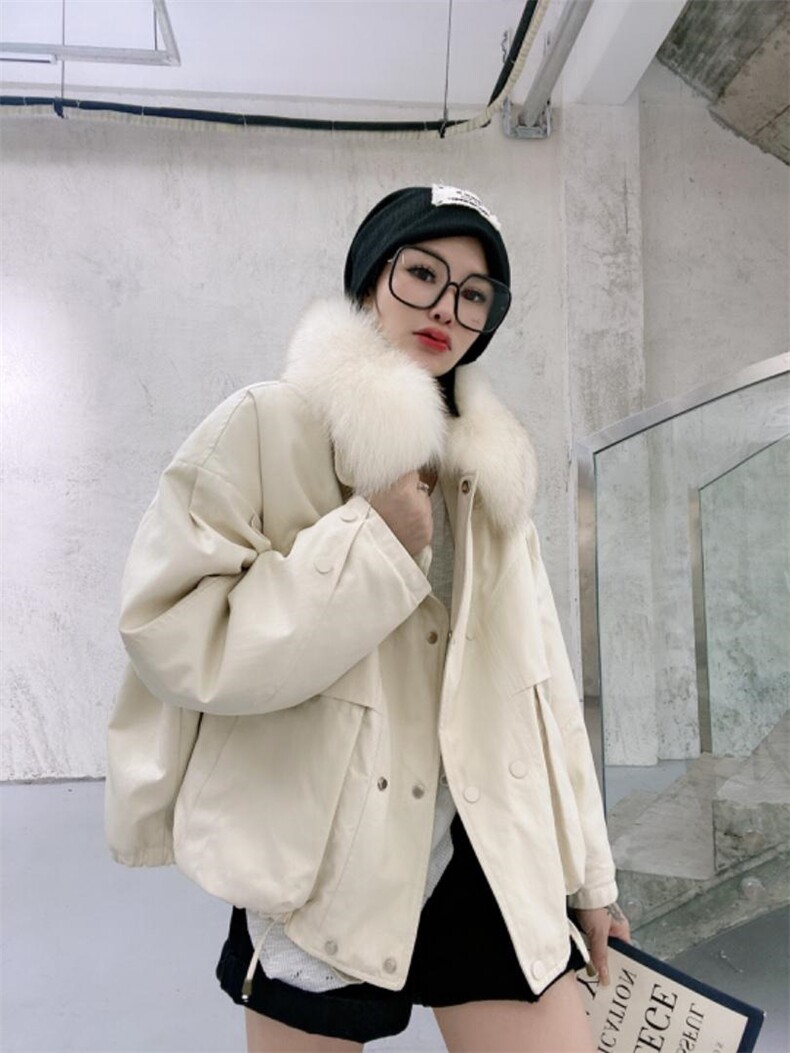 2022大毛领派克短款小个子穿搭加厚毛绒内胆，其它，泰靡(1F)