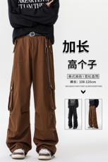 春季加长版工装裤男高个子阔腿直筒伞兵裤188cm110裤子KZ012P78，男装工装外套，电商B312