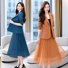西装套装裙女春秋2025秋季新款女装流行时髦洋气减龄连衣裙两件套，女装套装/套裙，卡杰菲