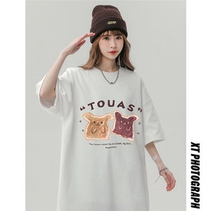 中性23夏季潮流小饼干棉短袖T恤女T61116 P25控38图片