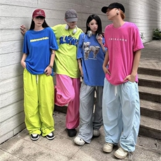 彩色休闲直筒长裤子男女潮流嘻哈街头美式阔腿裤青年夏KX506-P35，男装休闲裤，星座1008