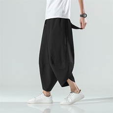 2025新中式冰丝凉爽沙滩裤汉服宽松阔腿裤A057-K171-P30，男装民族服装，电商A057B