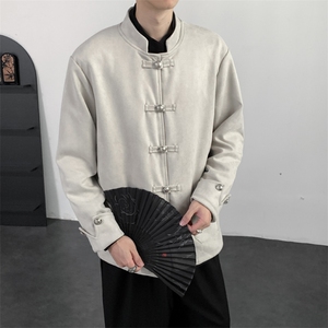 2026春装 新中式复古盘扣唐装夹克外套麂皮绒质感中山装2521-P128图片