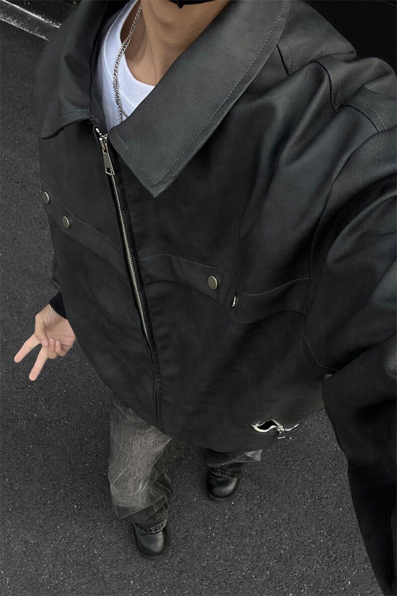 ！2025春季新款男士皮夹克潮牌春装外套JK777特P75,男装夹克,电商B220