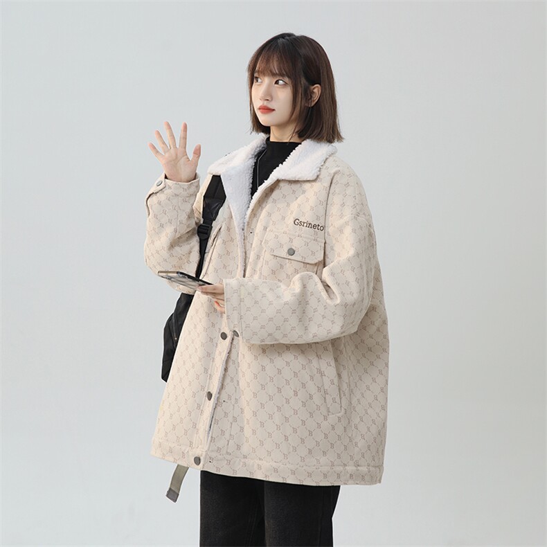 羊羔绒外套男女同款冬季加绒加厚棉服美式高街棉袄A170-M882TP100,男装棉衣,电商A170