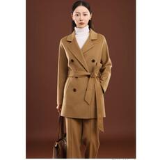 秋冬季纯山羊绒经典V领斜插口袋多扣保暖高级感中款羊绒大衣，女装羊绒大衣，卓冠羊绒