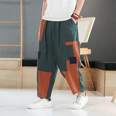 风乞丐补丁棉麻裤K204-P60，男装休闲裤，星座816A（原B366）