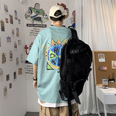 1港风圆领大码M-5XL运动日系原宿潮流男士短袖宽松T恤7800F35控49，男装T恤，星座226-2