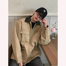 得物二开重磅百搭时尚潮流秋中长复古工装夹克外套男JK1298-P98，男装夹克，星座1103-3