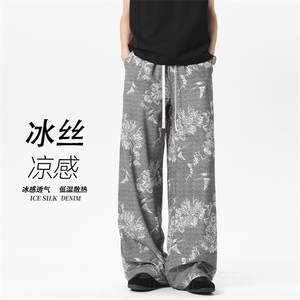2025 夏季新款 无影墙新中式印花冰丝长裤M-5XL HK25474-特P25图片