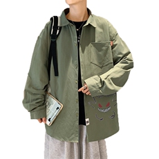 春季长袖衬衫男宽松港风衬衣男外套男CSCS291-P35，男装衬衫，电商B371