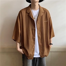 JH2365-P35短袖衬衫夏季薄款宽松冰丝透视衬衣潮牌暗条休闲外套，男装衬衫，电商C233