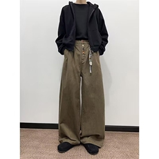 复古弯刀工装裤男女通勤cleanfit宽松阔腿微喇长裤潮K6692-P51，男装工装外套，星座412-3