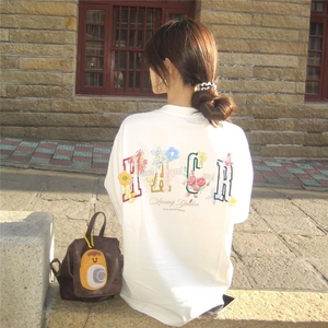 H0870-P35印花+刺绣+订辅料220克休闲宽松短袖T恤,女装T恤,星座617A-2