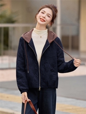 短款连帽棉衣女2025冬季新款时尚减龄棉服休闲宽松夹棉外套，女装棉衣/棉服，余墨